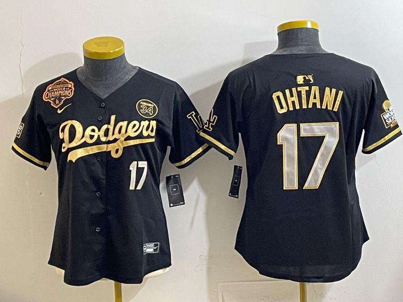 Women 2026 Los Angeles Dodgers #17 Ohtani black Game Nike MLB Jersey 003->women mlb jersey->Women Jersey